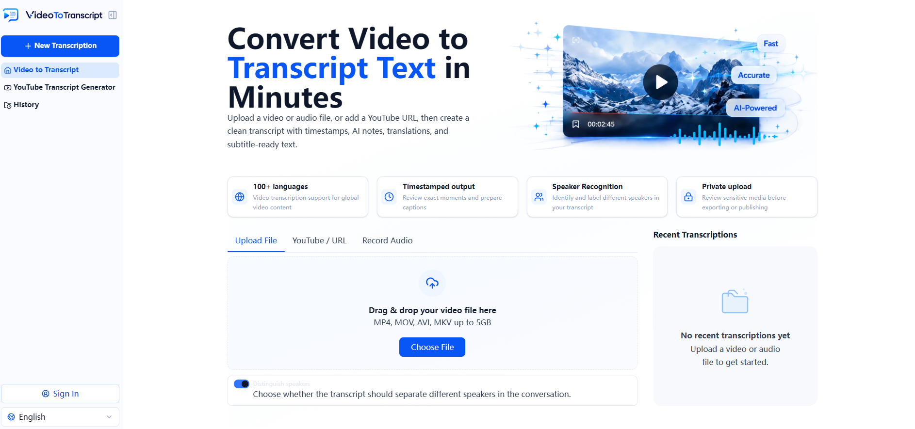 Video To Transcript screenshot