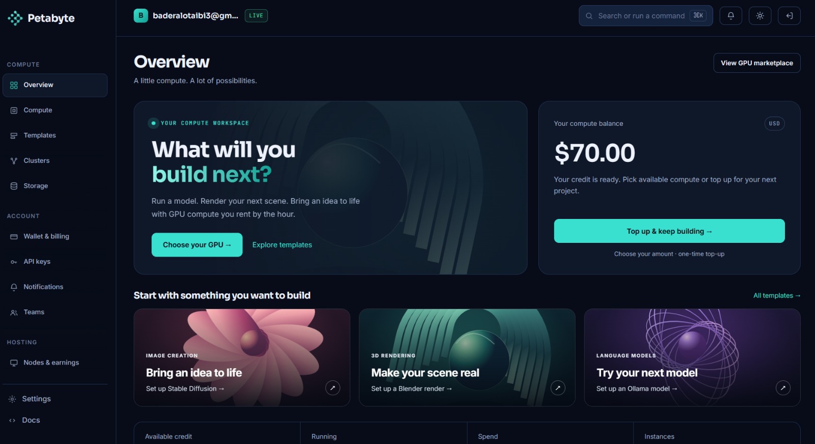 Petabyte Cloud screenshot