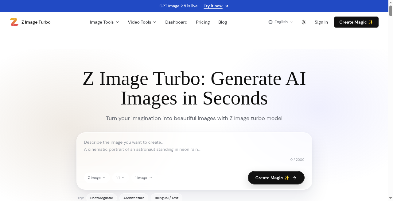 Z Image Turbo screenshot