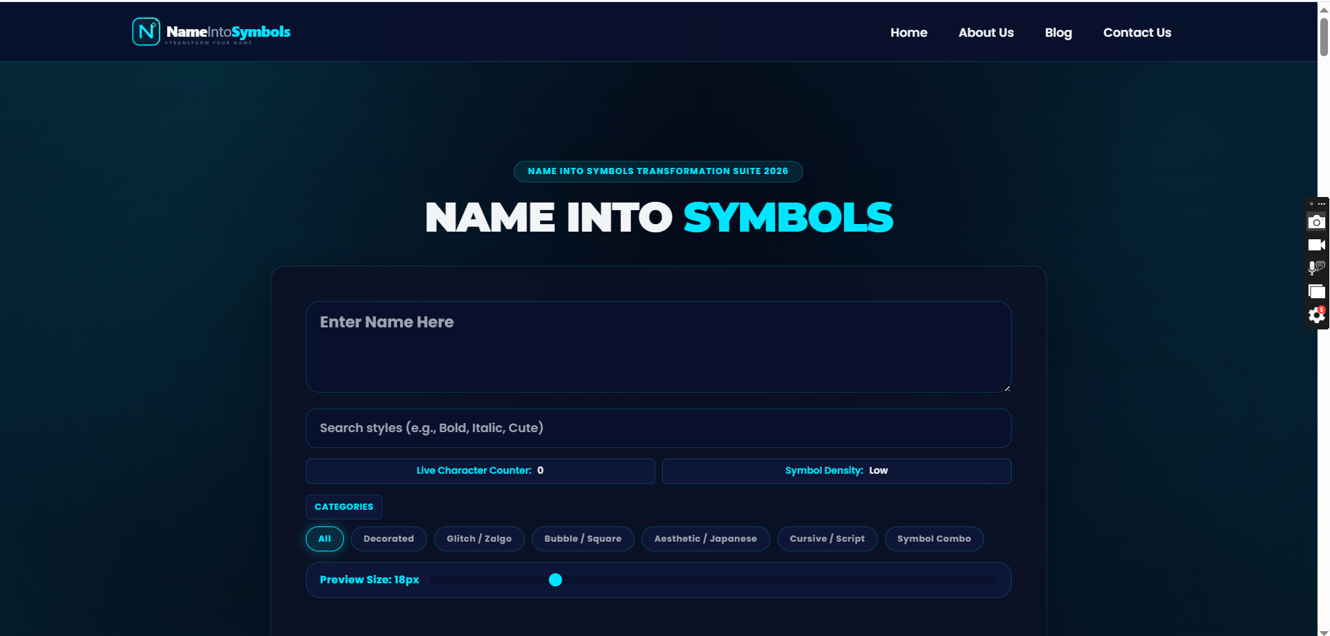 Name into Symbols screenshot