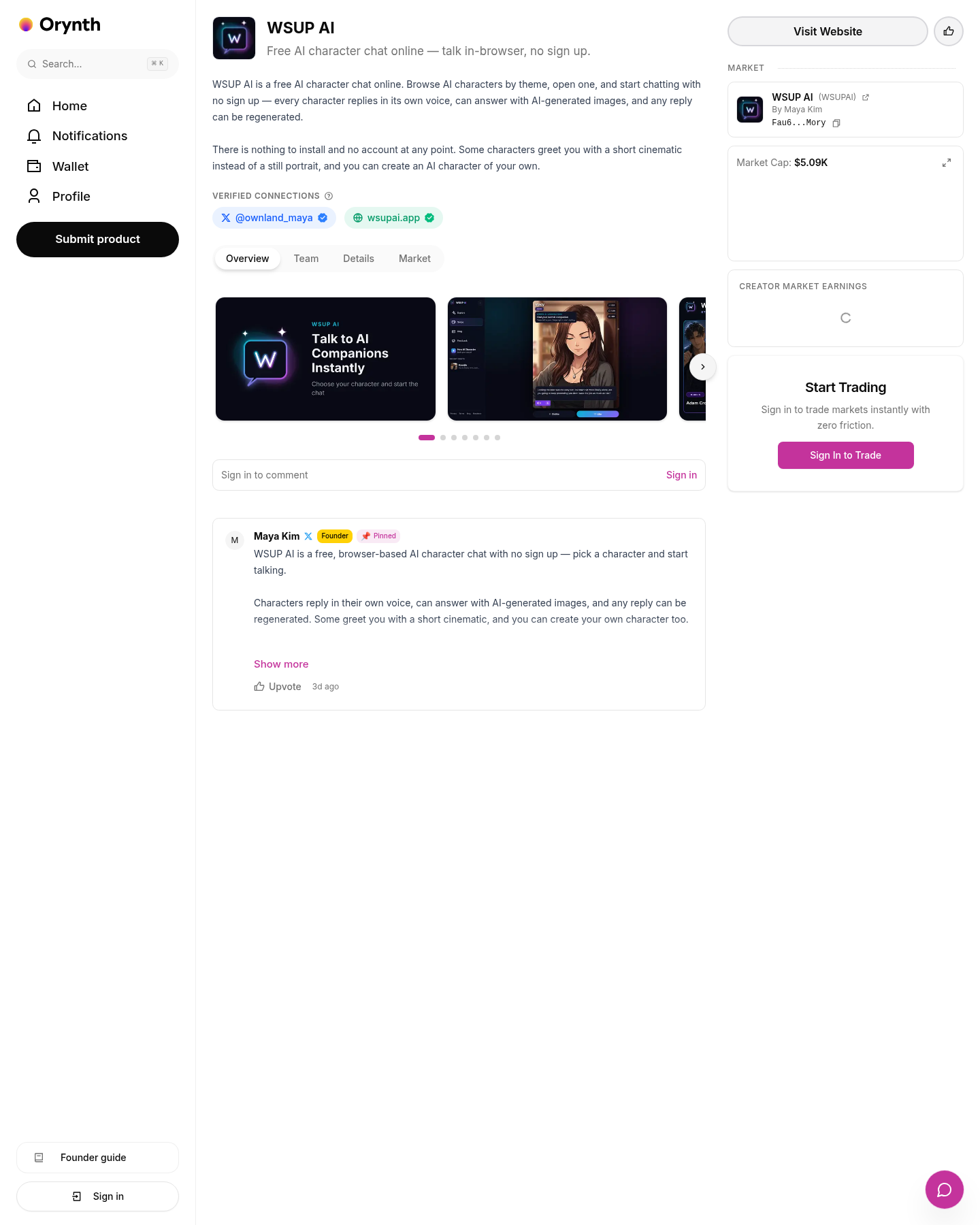 WSUP AI: Free AI Character Chat screenshot