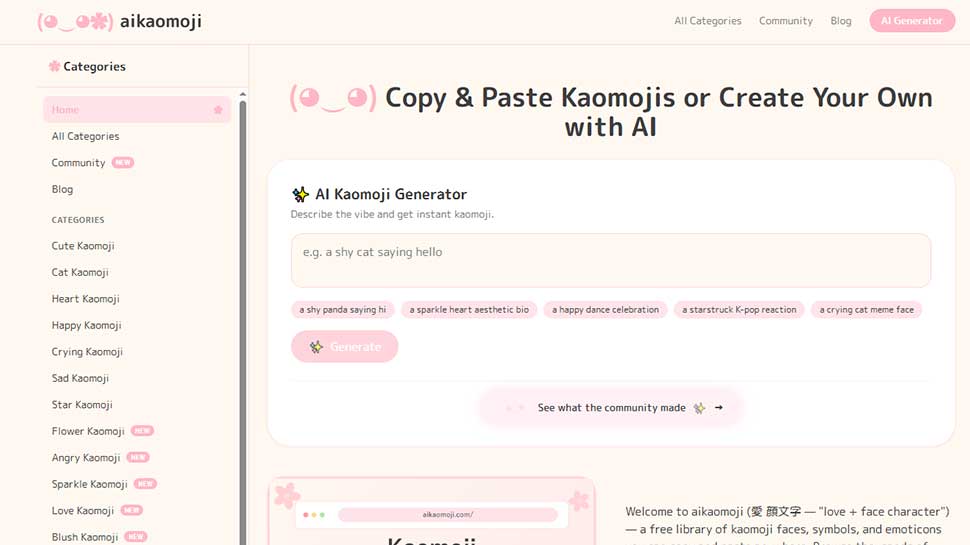 kaomoji screenshot