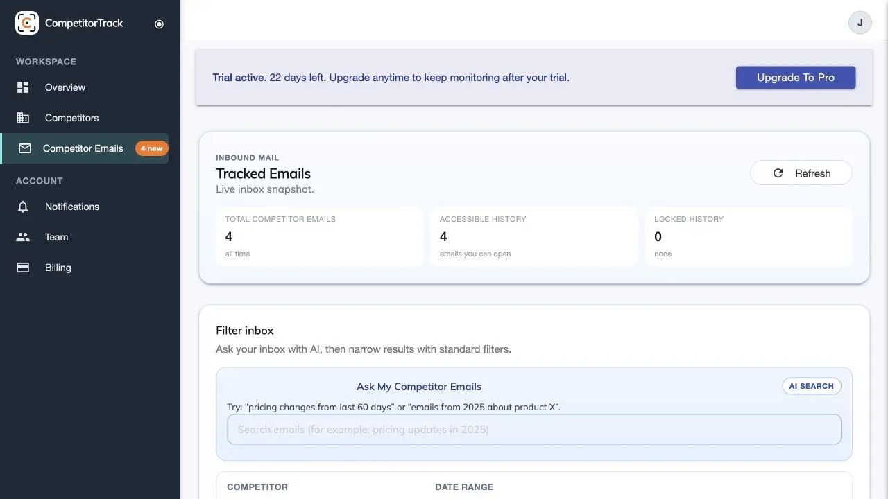 CompetitorTrack screenshot
